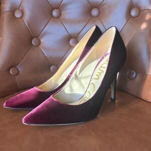 Sam Edelman Burgundy Velvet Pointed Pumps
